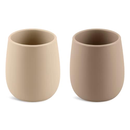 Mintlyfe Silicone Tiny Open Cups, Training Cups for Baby Led Weaning (Sand/Natural)
