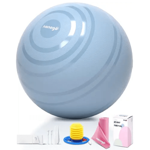 nonogo Exercise Ball for Working Out with Resistance Band - Yoga Ball for Birth, Physio, Balance, Stability, Fitness, Office Ball Chair with Quick Pump