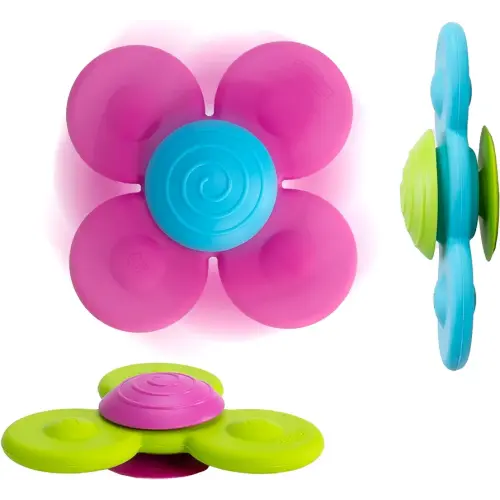 Fat Brain Toys Whirly Squigz - 3 Silicone Spinners for Toddlers & Kids, 10 mos+