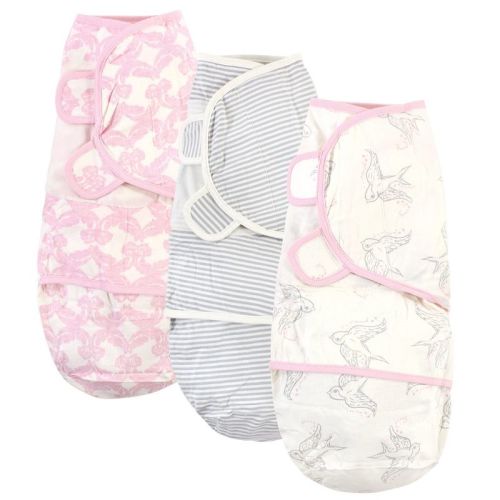 Touched by Nature Baby Girl Organic Cotton Swaddle Wraps, Bird, 0-3 Months