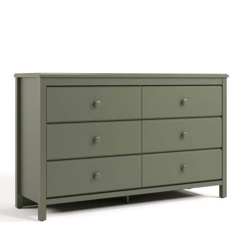 Storkcraft Alpine 6 Drawer Nursery Double Dresser, Olive