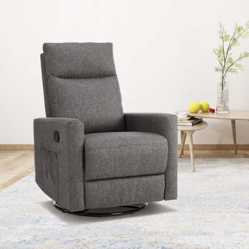 CONCETTA Nursery Glider, Swivel Glider Rocking Chair with Adjustable Footrest, Grey