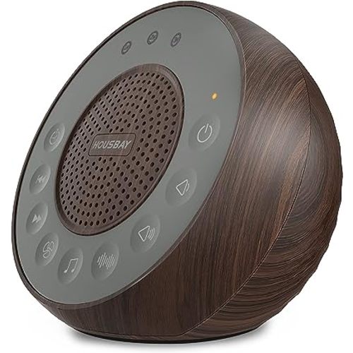 Housbay White Noise Machine with 31 High Fidelity Soothing Sounds, 5W High Power Loud Enough Speaker, Easy Volume Control, Sleep Timer, Sound Machine for Baby, Kids, Adults, Light Sleeper -Wood Grain