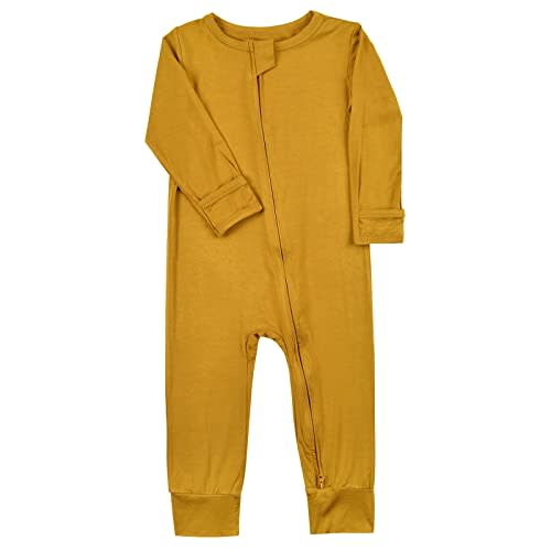 Aablexema Baby Footless Pajamas Zipper with Mitten, Rayon from Bamboo, Infant Long Sleeve Romper Pjs