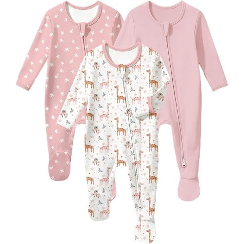 Baby Sleepers 100% Organic Cotton Pajamas for Newborn 0-3 3-6 6-9 Months Boys Girls Clothes Footed Pjs