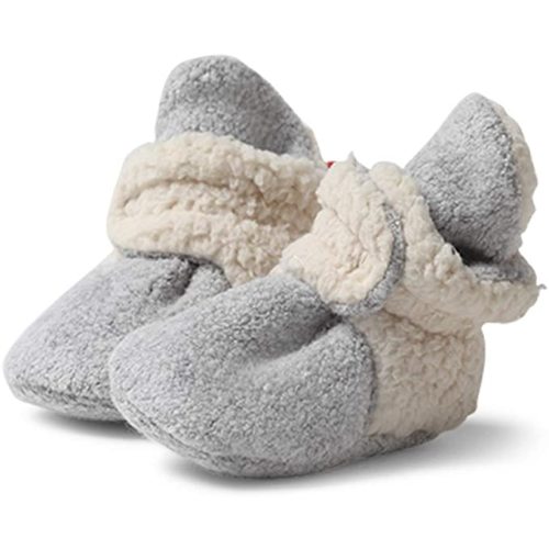 Zutano Cozie Fleece Baby Booties, Unisex, For Newborns and Infants - 3 Months Infant - Heather Gray Furry