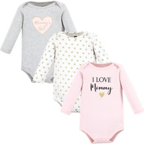 Little Soft Cotton Long-Sleeve One-Piece 3Pk, 0-3M