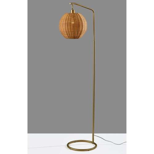 Adesso Maeve Floor Lamp in Brown and Antique Brass