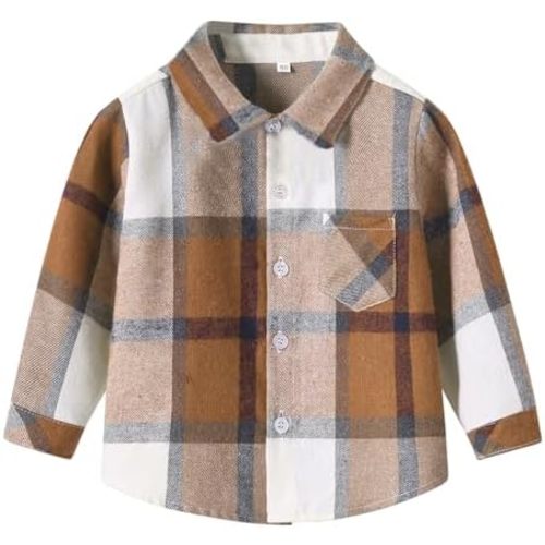 Toddler Baby Boys Girls Plaid Shirts Jacket Short Sleeve Lapel Button Down Shirt Top Outwear Clothes