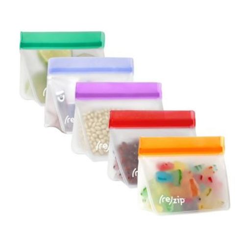 (re)zip Reusable Leak-proof Food Storage Snack Stand-up Bag - 1-cup/5pk