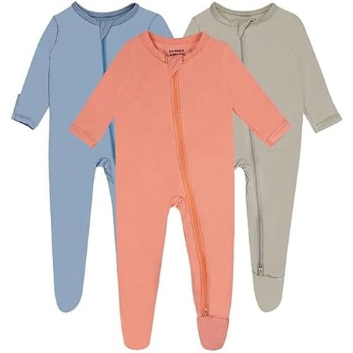 Baby Boy Footed Pajamas with Mittens,Rayon Made from Bamboo Sleepers, 2 Way Zipper Long Sleeve Pjs