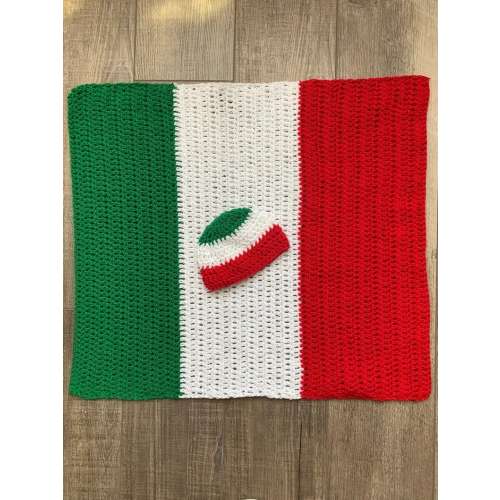 Italian Crochet Set, Italian Baby Hat, Italian Flag Blanket, Crochet Baby Beanie, Newborn Photo Prop, Patriotic Baby Hat, Baby Shower Gift