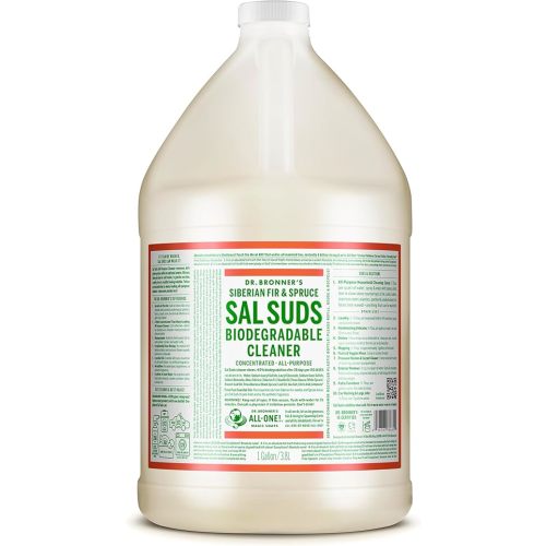 Dr. Bronner's - Sal Suds Biodegradable Cleaner (1 Gallon) - All-Purpose Cleaner, Pine Cleaner for Floors, Laundry and Dishes, Concentrated, Cuts Grease and Dirt, Powerful Cleaner