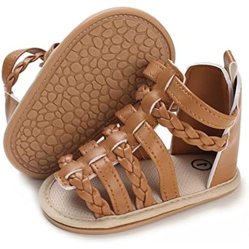 E-FAK Infant Baby Girls Sandals Summer Crib PU Leather Bowknot Soft Anti-Slip Rubber Sole Toddler First Walkers Shoes