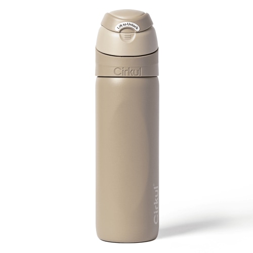 Cirkul 26oz StrawSip Flip Water Bottle, Stainless Steel, Double Wall Insulated, Dune (Tan)