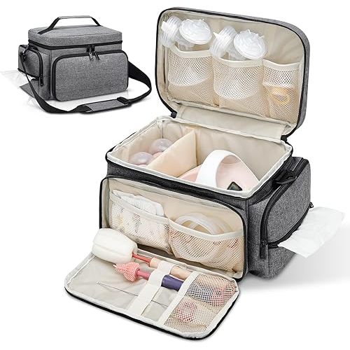 Breast Pump Bag for Spectra S1 and S2, Pumping Bag with Waterproof Mat for Pump Accessories, Pump Bag for Work, Travel and Family Use