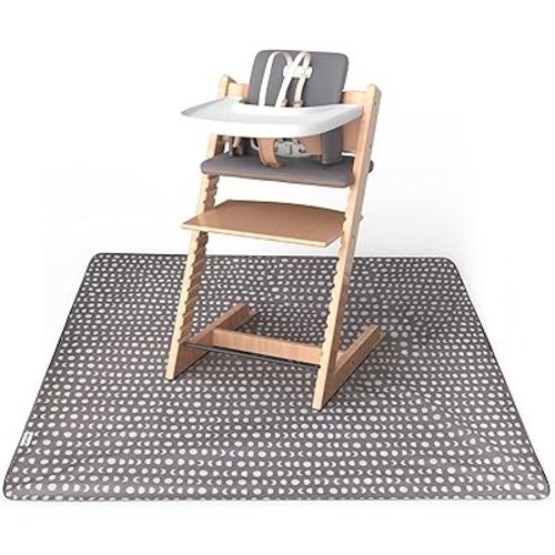 Tiny Twinkle Mess-Proof Splat Mats for Under high Chairs or Table Cover Art Projects for Baby and Toddler - Waterproof, Washable Floor or Table Splash mat 51" x 51" (Luna)
