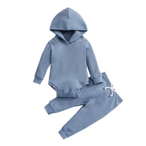 KDFJPTH 3-6 Month Boy Clothes Winter Baby Boys Girls Long Sleeve Hooded Romper Tops Solid Pants Outfit Set 2PCS Clothes