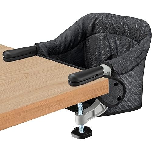 Fast Portable Heavy Duty Feeding Seat, Fold-Flat Storage, Attach to Table Removable Travel Chair for Babies and Toddlers (Black)
