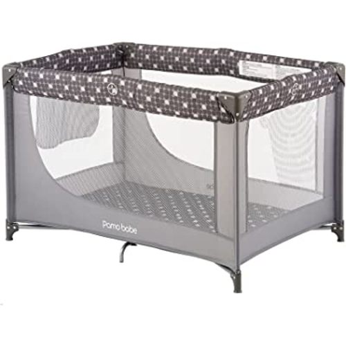 Pamo Babe Portable Crib Baby Playpen with Mattress and Carry Bag (Grey)