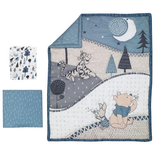 Lambs and Ivy Pooh Bear 3-Piece Crib Bedding Set in Blue and Gray | Nebraska Furniture Mart