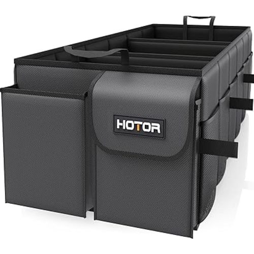 HOTOR Foldable Trunk Organizer - SUV & Sedan, 3-Compartment, 35.4"×14.2"×10.6" Black Car Accessory Organizer