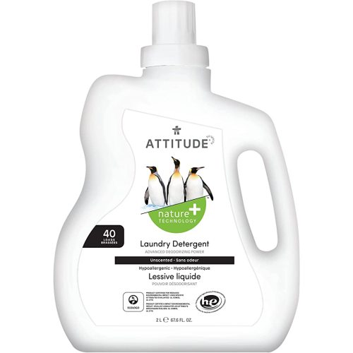 ATTITUDE Laundry Detergent, EWG Verified, Plant and Mineral-Based Formula, HE Compatible, Vegan and Cruelty-free Household Products, Unscented, 40 Loads, 67.6 Fl Oz - 67.6 Fl Oz (Pack of 1)