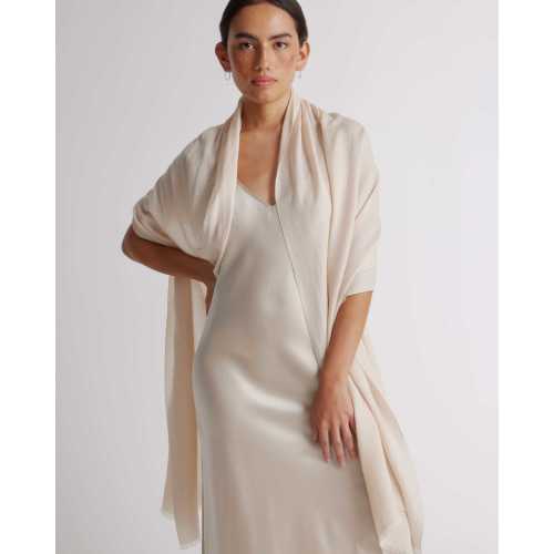 (Nursing Cover) Featherweight Cashmere Silk Frayed Edge Scarf