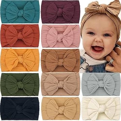 CÉLLOT Super Stretchy Soft Knot Headbands with Hair Bows Head Wrap Hair Accessories For Newborn Baby Girls Infant Toddlers Kids