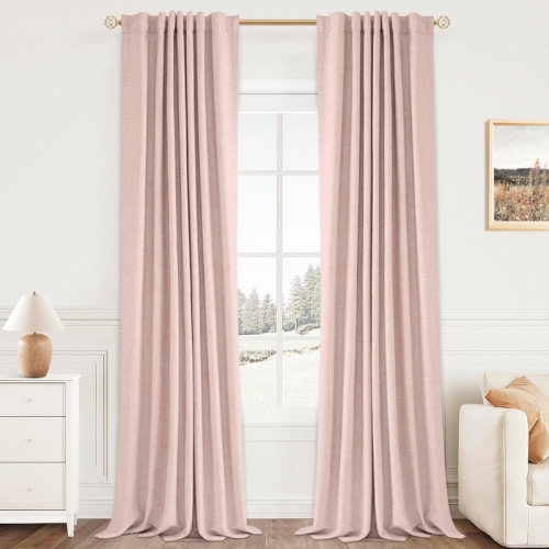 Gracie Oaks Graciella Thermal Insulated Faux Linen Textured 100% Blackout Curtains (Set of 2) | Wayfair