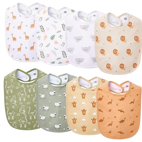 Lilian&Gema Baby Bibs 8 Pack Baby Drool Bibs for Unisex Boys Girls,Soft Cotton Bibs for Teething and Drooling Newborn