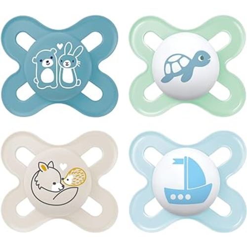 MAM Original Start Matte Baby Pacifiers, Binky for 0-3 Months, BPA-Free Silicone Nipple, Easy to Clean, Best for Newborn Babies, Developed with Medical Experts, 4 Count Binkies