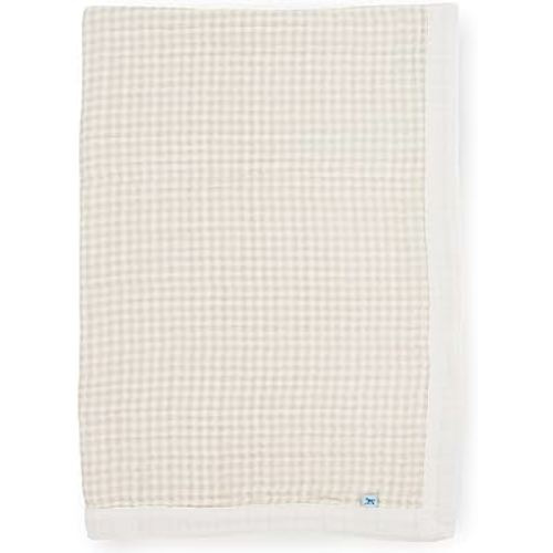 Little Unicorn Tan Gingham Cotton Muslin Quilt Receiving Blanket | 100% Cotton | Super Soft | Babies and Toddlers | 30" x 40" | Unisex