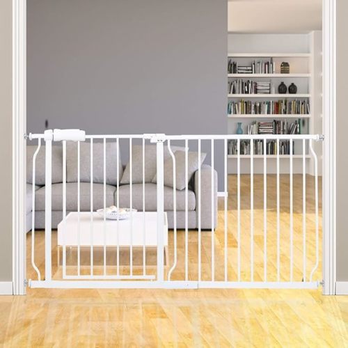 HOOEN Extra Wide Baby Gate for Stairs Doorways Hallways Tension Baby Gate Walk 57.5-62 Inch
