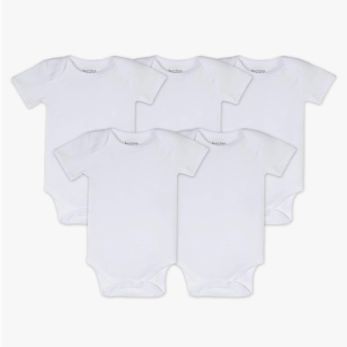 Burt's Bees Baby Unisex Organic Cotton Short and Long Sleeve Bodysuits, 5-Pack