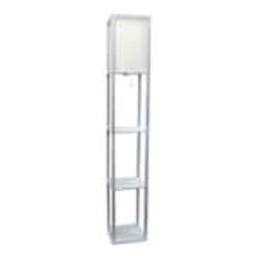 Simple Designs 62.75 inch Grey Floor Lamp Etagere Organizer Storage Shelf with Linen Shade | The Home Depot Canada