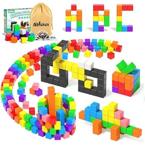 54 PCS Magnetic Blocks, Magnetic Building Blocks for Toddlers 3+, Montessori Toys, Magnet Cubes, Preschool STEM Educational Sensory Magnet Toys for Kids Ages 3-5 Year Old Boys and Girls