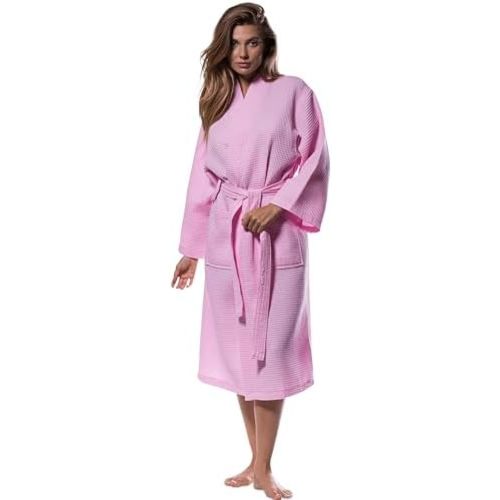 Turquaz Lightweight Full-Length Robes For Women Waffle Kimono Bathrobe - Soft, Fast-Drying, Long-Lasting Cotton Blend Unisex