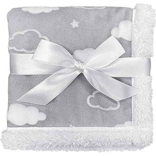 American Baby Company Heavenly Soft Chenille Sherpa Security Blanket, Gray, 14" X 14", Warm and Cozy for Boys and Girls