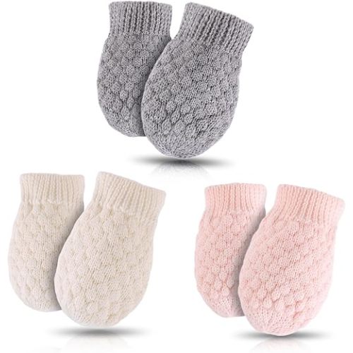 Baby Knit Mittens Toddler Boys Girls Gloves Winter Infant Newborn No Scratch Mitten 0-3 Years