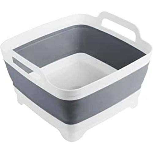 MontNorth Dishpan For Washing Dishes,9L Collapsible Dish Tub Portable Sink,Wash Dish Basin,Foldable Laundry Tub,Washing Basin with Drain Plug,Dishpan for Kitchen Sink,Camping Dish Washing Tub,Gray