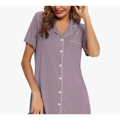 Senert Nightgowns for Women Short/Long Sleeve Sleep Shirt Button Down Night Gowns Maternity Pajamas Nursing Dress Sleepwear