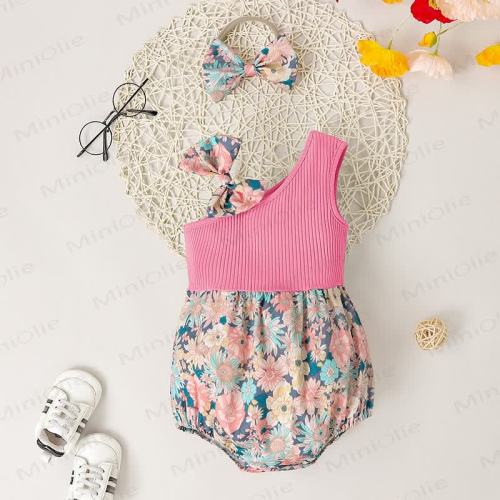 Baby Flower Ribbed Bow Bodysuit