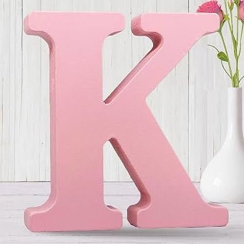 AOCEAN 8 Inch Pink Wood Letters Unfinished Wood Letters for Wall Decor Decorative Standing Letters Slices Sign Board Decoration for Craft Home Party Projects (K)