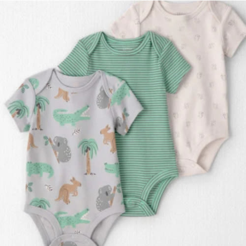 Baby 3-Pack Organic Cotton Bodysuits in Aussie Friends Print - Little Planet | Carter's