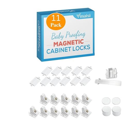 Vmaisi ChildProof Magnetic Cabinet Locks (11 Locks and 2 Keys)