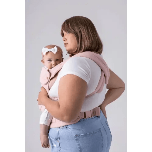 Mabē Monarch Ergonomic Baby Carrier – Premium Cotton Soft Structured Newborn to Toddler Carrier with Hip-Healthy Design, 3 Carry Positions (7-35lbs), Lightweight & Breathable, (Blush Dawn)