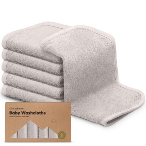 6pk Deluxe Baby Washcloths, Soft Baby Wash Cloth, Baby Bath Towel, Face Cloths, Color: Heather
