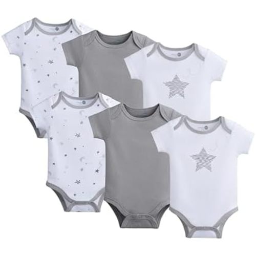American Baby Company Unisex 3-Pack 100% Cotton Short Sleeve Bodysuit