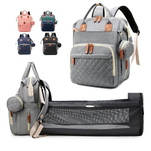 Baby Diaper Bag Backpack, Waterproof Baby Bags for Boys Girls, USB Charging Port, Baby Shower Gifts, Grey